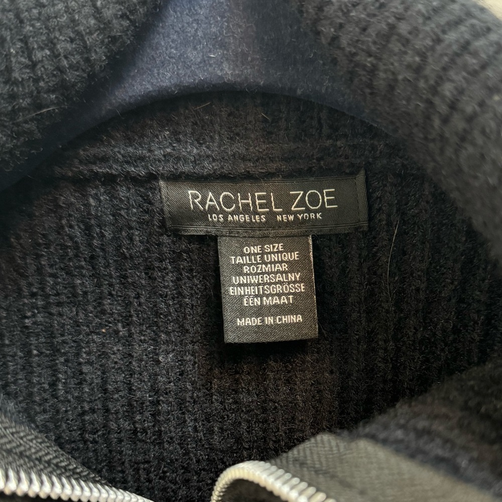 RACHEL ZOE Ribbed Sweater Knit Quarter Zip Capelet Shawl One Size - Picture 4 of 6